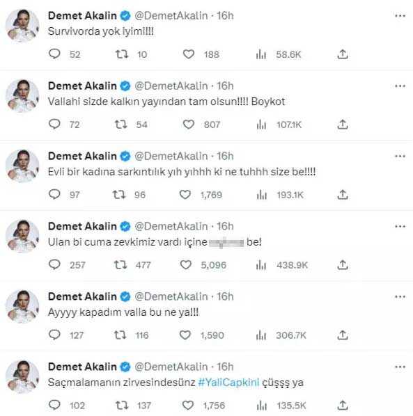 Demet Akalın'dan Yalı Çapkını dizisindeki evli kadına sarkıntılık sahnesine tepki: Yuh size yuh, boykot Demet Akalın'dan Yalı Çapkını dizisindeki evli kadına sarkıntılık sahnesine tepki: Yuh size yuh, boykot