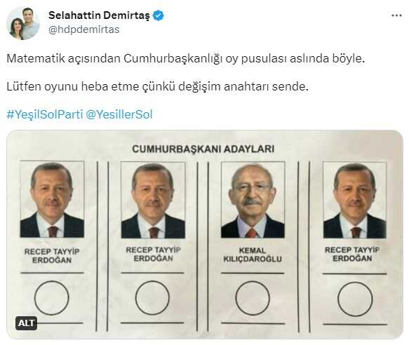 Cezaevindeki Demirtaş'ın paylaştığı oy pusulasındaki Erdoğan detayı dikkat çekti