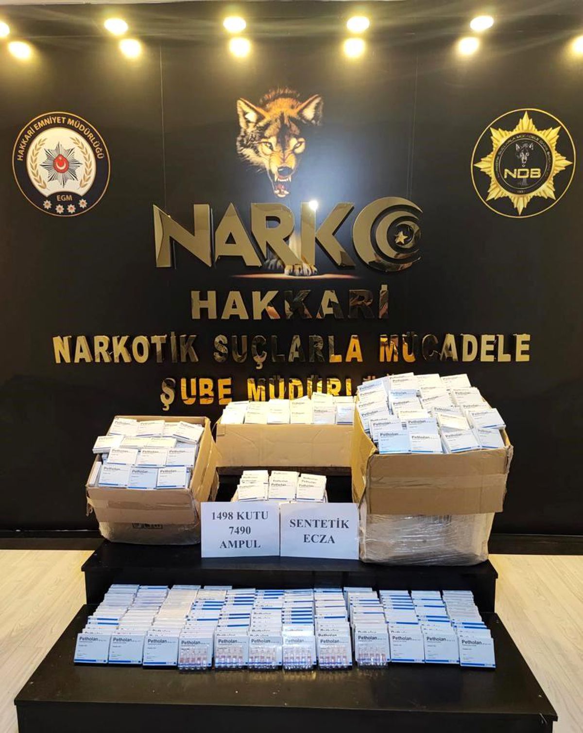 Hakkari'de 7 bin 490 ampul sentetik ecza ilacı ele geçirildi