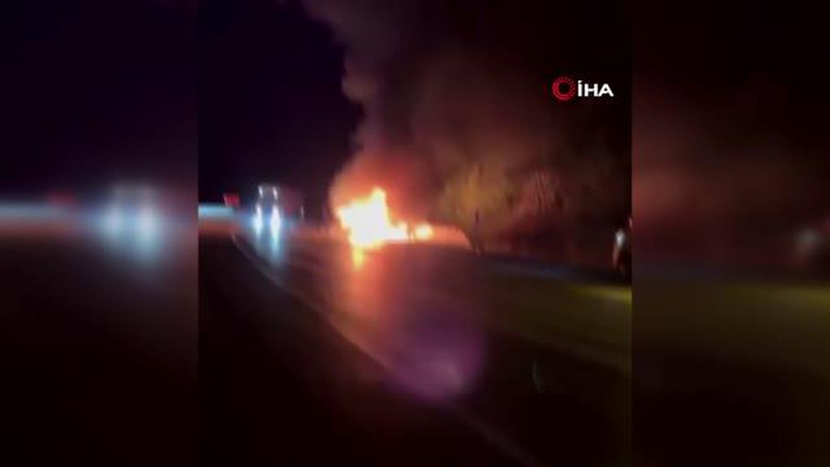 Kaza sonrası araçlar alev topuna döndü: 1 ölü yaralı
