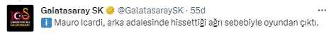 Mauro Icardi ikinci yarıda neden sahaya çıkmadı? G.Saray'dan jet hızıyla açıklama