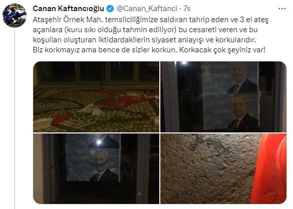 Canan Kaftancıoğlu: CHP seçim bürosuna 3 el ateş edildi