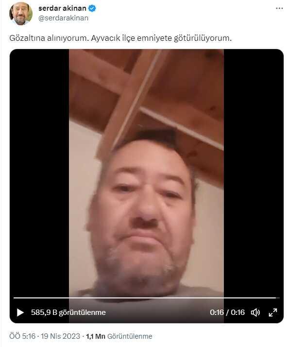 Gazeteci Serdar Akinan, Gözaltına Alındığını Duyurdu