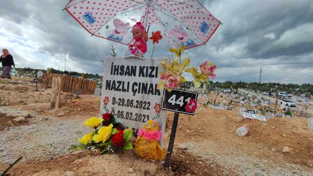 Depremde ölen çocukların bayram hediyeleri mezarlarına bırakıldı Depremde ölen çocukların bayram hediyeleri mezarlarına bırakıldı