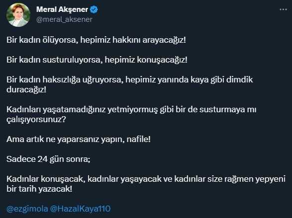 Hazal Kaya'nın hapsi istenen dava Akşener'i çileden çıkardı Hazal Kaya'nın hapsi istenen dava Akşener'i çileden çıkardı