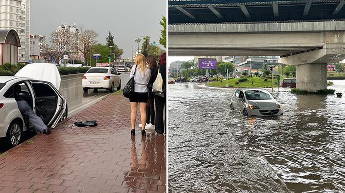 Adana'da bayram gezmesine çıkan aile selde otomobiliyle mahsur kaldı
