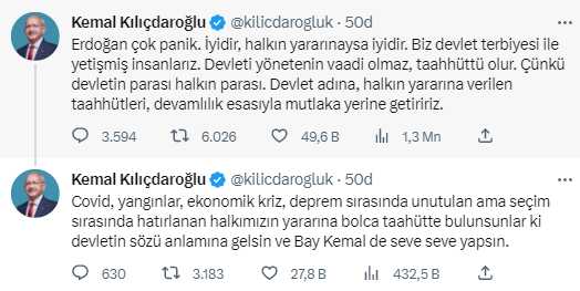 Erdoğan'ın müjdesinin ardından Kılıçdaroğlu'ndan dikkat çeken paylaşım: Halkın yararına verilen taahhütleri mutlaka yerine getiririz