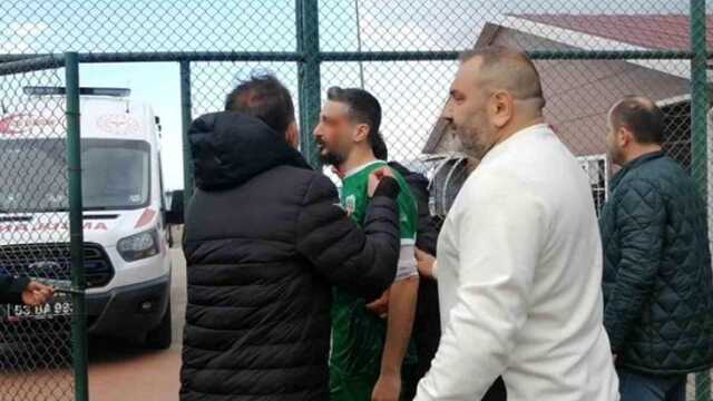 Yine amatör yine olay! Rize'deki maçta futbolculara yakışmayan görüntüler