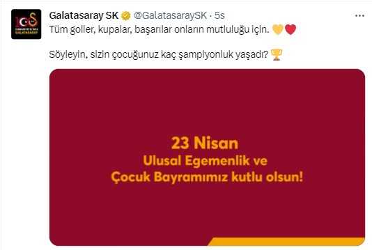 Galatasaray'dan Fenerbahçe taraftarını ayağa kaldıran 23 Nisan paylaşımı