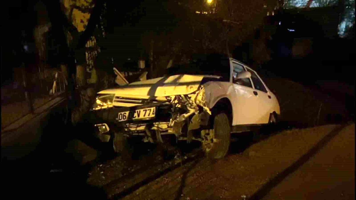 Başkent'te otomobil boş araziye uçtu: 1 yaralı