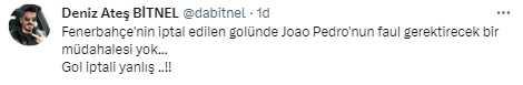 Fenerbahçe'nin golü iptal edildi, ünlü hakem Deniz Ateş Bitnel hemen paylaşım yaptı: Karar yanlış