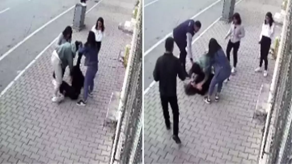 Yerlerde sürüklendiler, kimse de ayıramadı! Kızların tekme tokat kavgası kamerada