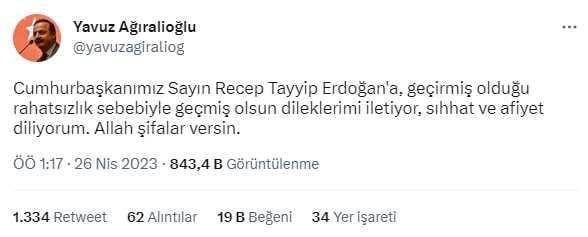 Canlı yayında rahatsızlanan Cumhurbaşkanı Erdoğan'a siyasilerden 'Geçmiş olsun' mesajı yağdı