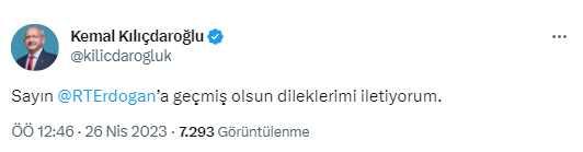 Kılıçdaroğlu'ndan canlı yayında rahatsızlanan Erdoğan'a geçmiş olsun mesajı