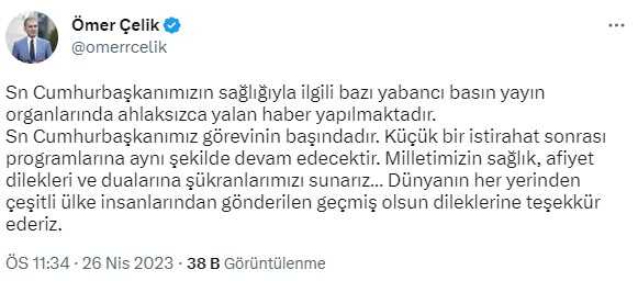 Son Dakika: Cumhurbaşkanı Yardımcısı Fuat Oktay: Cumhurbaşkanımızın sağlık durumu iyi, sürekli iletişim halindeyiz