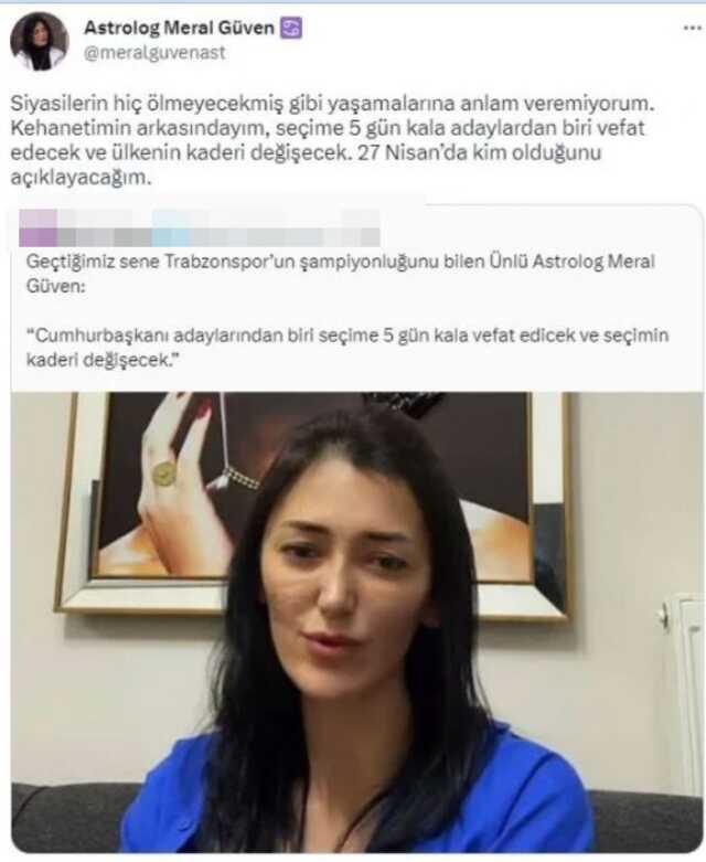 Astrolog Meral Güven 27 Nisan açıklaması ne dedi? Meral Güven seçimler ve cumhurbaşkanı adayları hakkında ne dedi, açıklama yaptı mı?