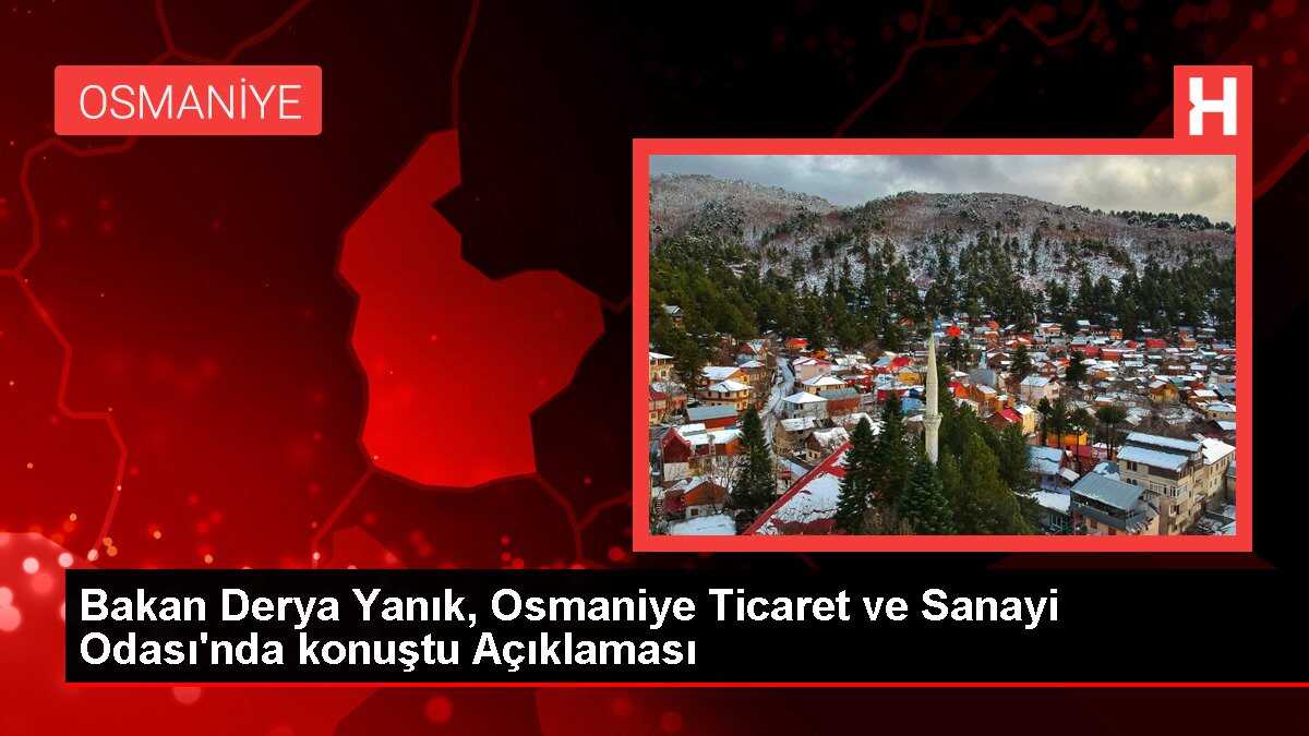 Bakan Derya Yanık, Osmaniye Ticaret ve Sanayi Odası'nda konuştu Açıklaması