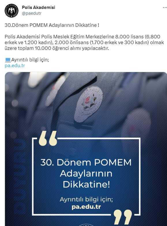 Emniyet Genel Müdürlüğü 10 bin polis alımı gerçekleştirecek