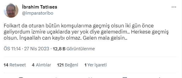 İbrahim Tatlıses'ten İzmir'deki büyük yangın sonrası paylaşım: Komşularıma geçmiş olsun