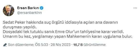 Sedat Peker'in basın danışmanı Emre olur hakkında bir kez daha tahliye kararı çıktı Sedat Peker'in basın danışmanı Emre olur hakkında bir kez daha tahliye kararı çıktı
