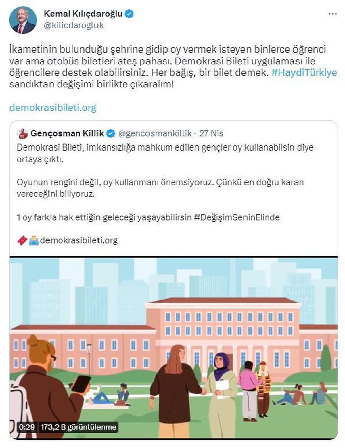 Kılıçdaroğlu 'Demokrasi Bileti' uygulamasına destek çağrısı yaptı