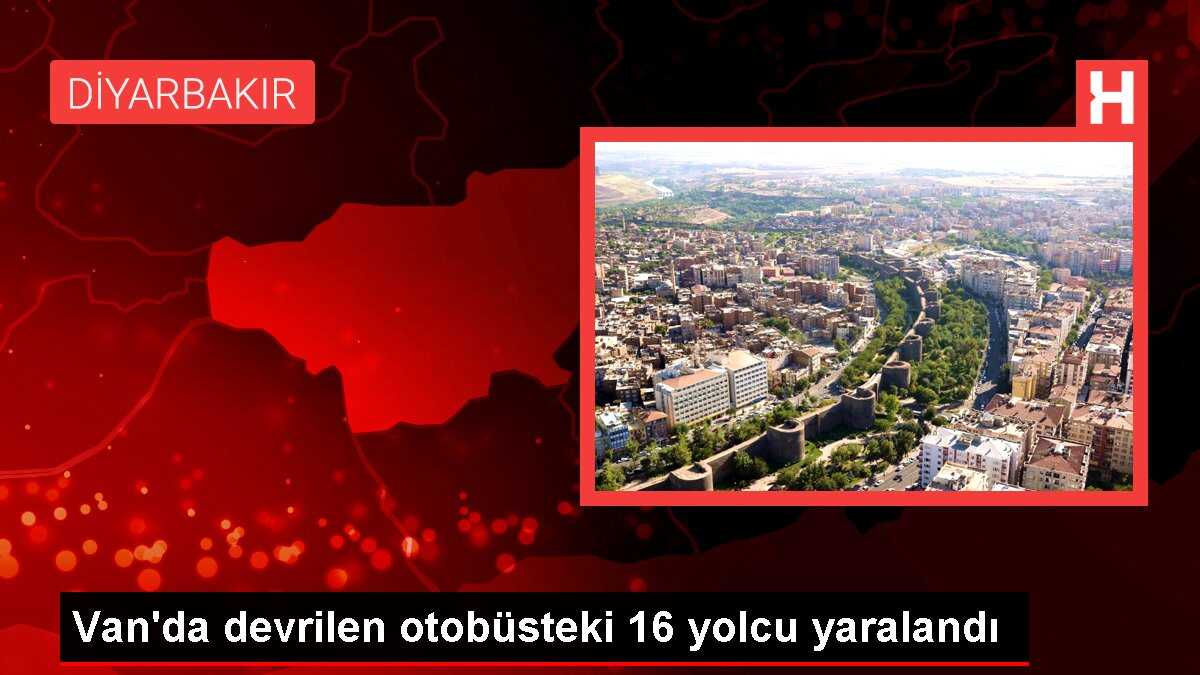 Van'da devrilen otobüsteki 16 yolcu yaralandı