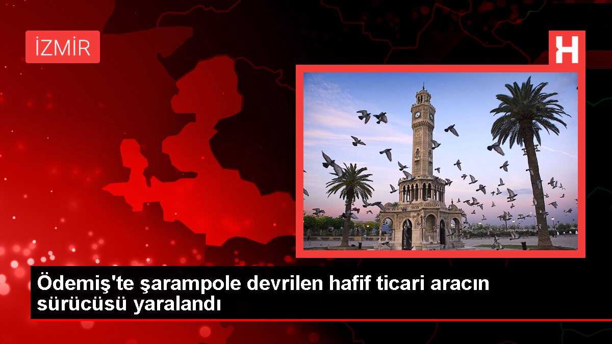 Ödemiş'te şarampole devrilen hafif ticari aracın sürücüsü yaralandı