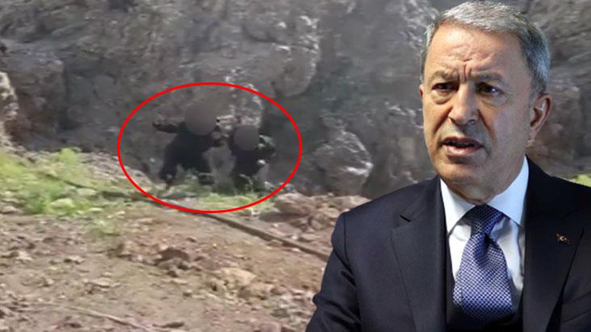 Bakan Akar 'Terör örgütünün sözde 2 elebaşı teslim oldu' dedi! TSK o anları paylaştı