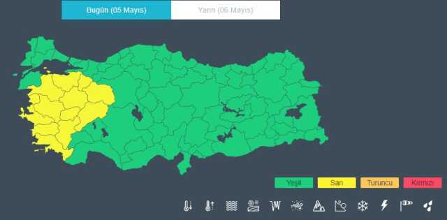 12 il için sarı kodlu uyarı 12 il için sarı kodlu uyarı