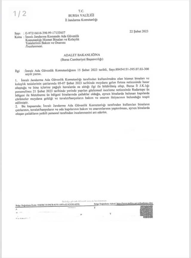 Adalet Bakanlığından 'İmralı' iddialarına ilişkin açıklama Açıklaması