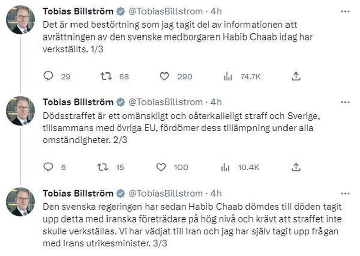 İran-İsveç çifte vatandaşı Habib Chaab idam edildi
