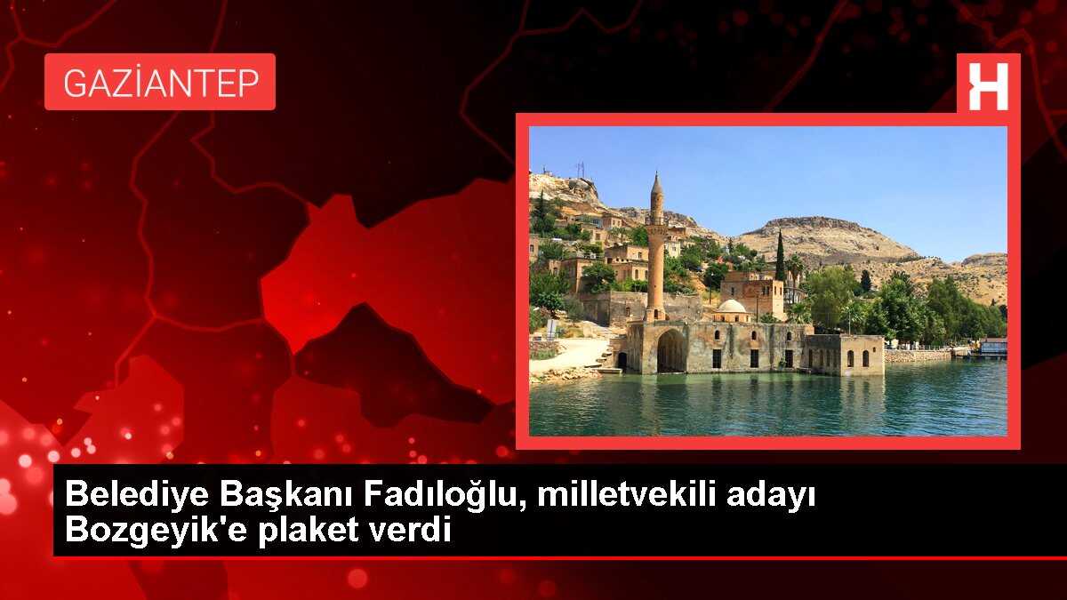 Belediye Başkanı Fadıloğlu, milletvekili adayı Bozgeyik'e plaket verdi