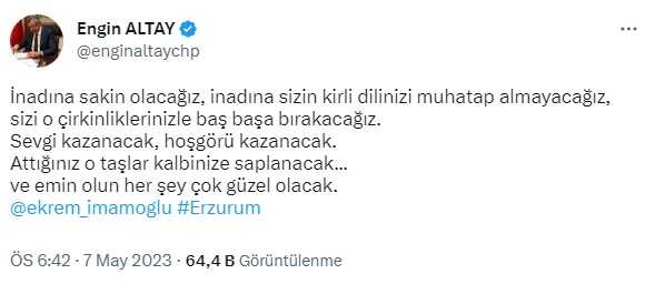 CHP Grup Başkanvekili Engin Altay'dan İmamoğlu'na yönelik provokasyona tepki