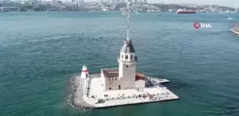 11 Mayıs'ta ziyarete açılacak olan Kız Kulesi dron ile havadan görüntülendi