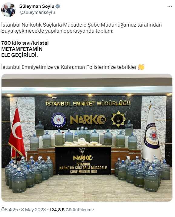 Büyükçekmece'de 780 kilo sıvı metamfetamin ele geçirildi operasyonu Süleyman Soylu duyurdu