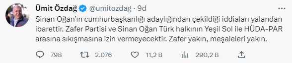 İnce'nin ardından Sinan Oğan'da mı adaylıktan çekiliyor? Bomba iddiaya yanıt Ümit Özdağ'dan geldi