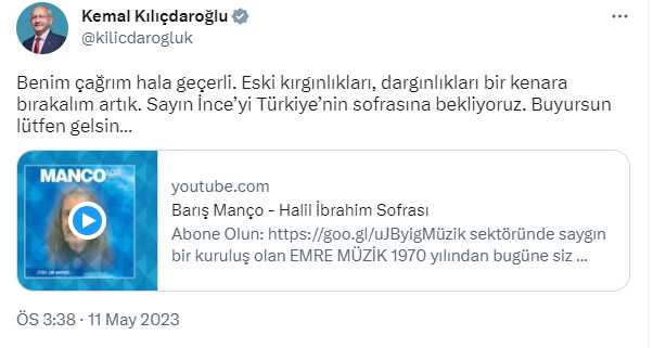 Son Dakika: Kılıçdaroğlu'ndan adaylıktan çekilen Muharrem İnce'ye çağrı: Türkiye'nin sofrasına bekliyoruz
