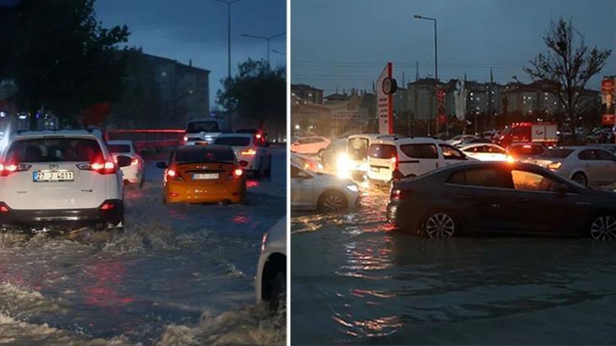 Ankara'da sağanak yağış sonrası yollar sular altında kaldı, sürücüler ilerleyemedi