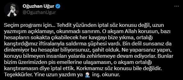 Babala TV seçim yayını iptal mi, neden iptal edildi? Oğuzhan Uğur Babala TV seçim yayını ile ilgili açıklama yaptı