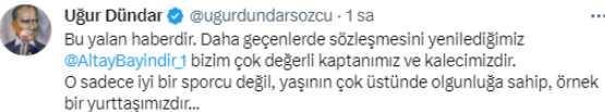 Uğur Dündar iddialara sert çıktı! Fenerbahçe'nin kalesi emin ellerde Uğur Dündar iddialara sert çıktı! Fenerbahçe'nin kalesi emin ellerde