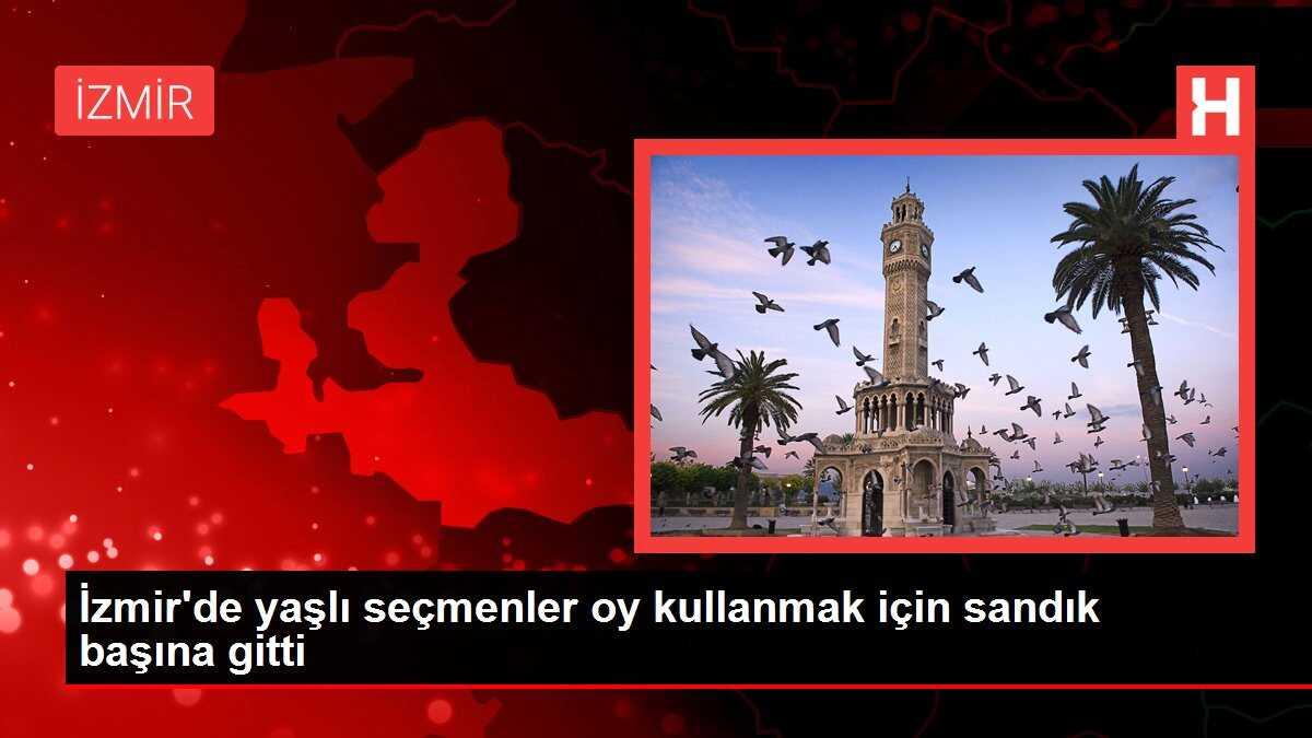 İzmir'de yaşlı seçmenler oy kullanmak için sandık başına gitti