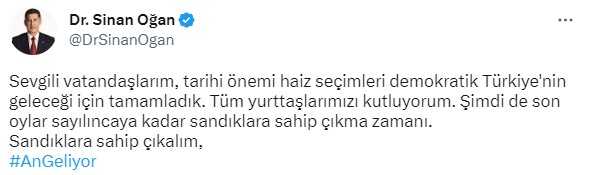 Oy sayımı devam ederken Sinan Oğan'dan Kürtçe paylaşım Oy sayımı devam ederken Sinan Oğan'dan Kürtçe paylaşım