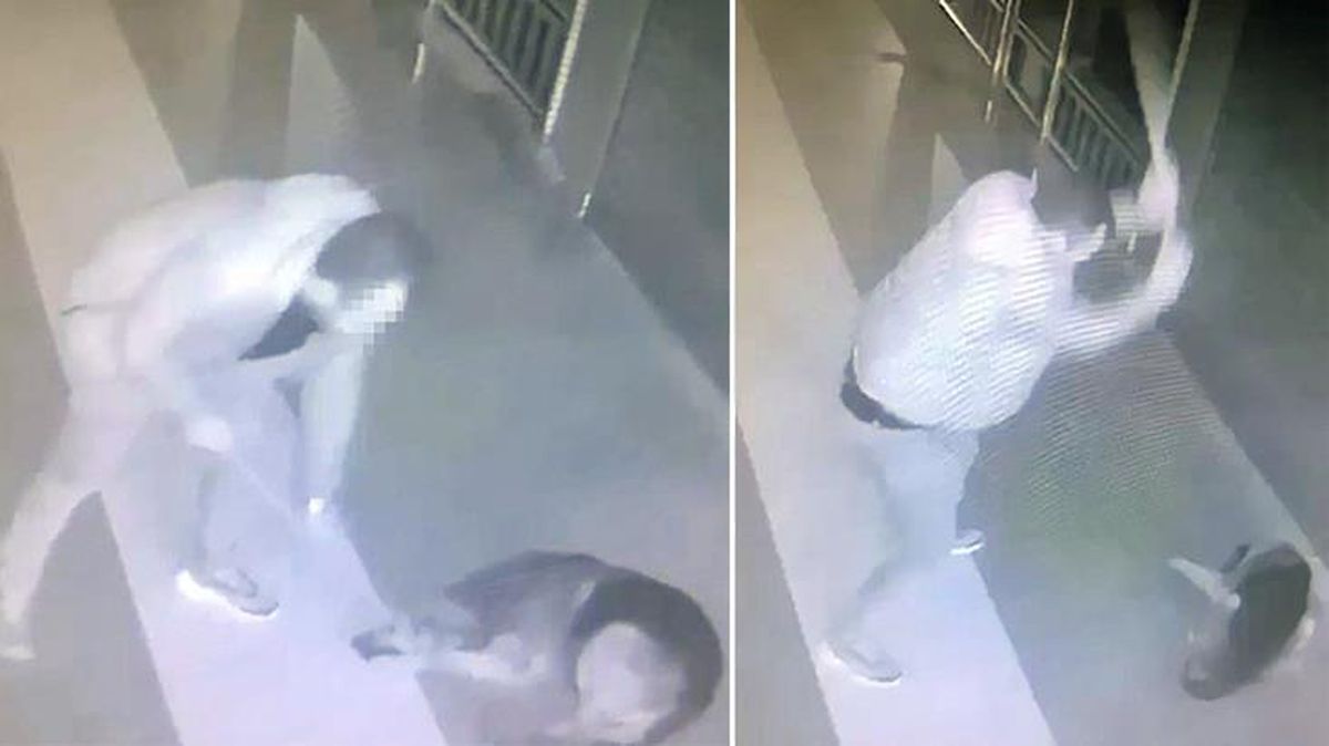 Rize'de elinde temizlik süpürgesi ile gelen adam, sever gibi yaptığı köpeğe defalarca vurdu