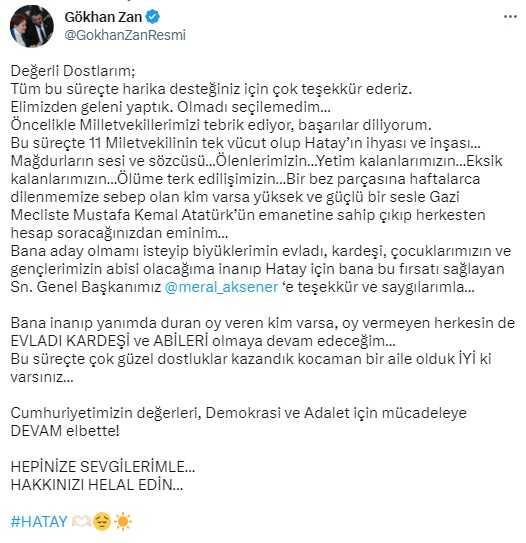 Milletvekili seçilmeyen eski futbolcu Gökhan Zan'dan ilk açıklama: Hesap soracağınızdan eminim Milletvekili seçilmeyen eski futbolcu Gökhan Zan'dan ilk açıklama: Hesap soracağınızdan eminim
