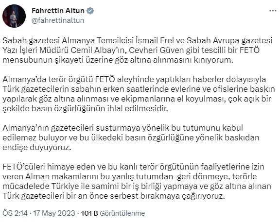 Alman polisi, Sabah Avrupa gazetesinin ofisini bastı, iki gazeteciyi gözaltına aldı