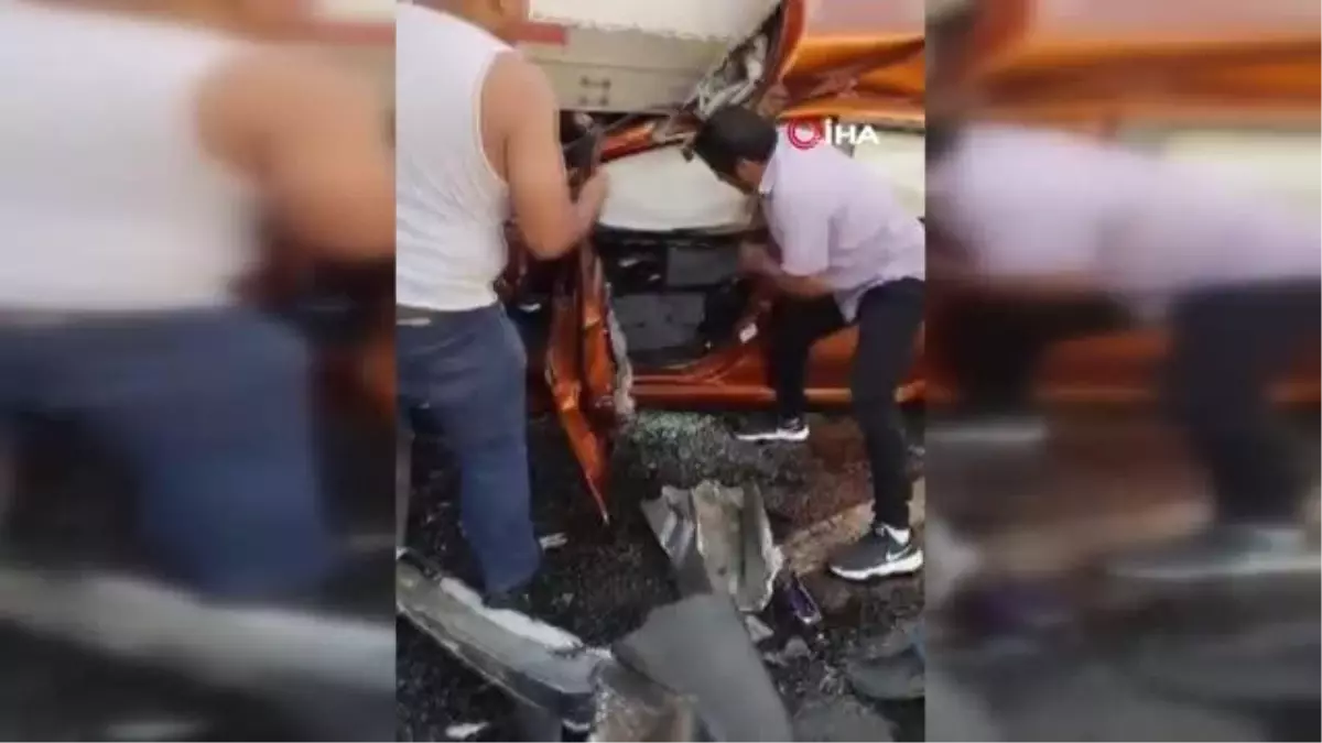 Tırın altında ezilen otomobilinden burnu bile kanamadan çıktı