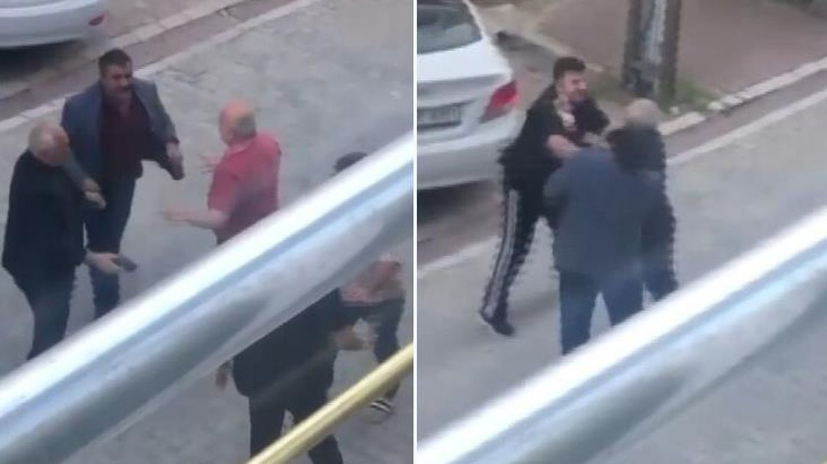 Park kavgasında sokak adeta boks ringine döndü