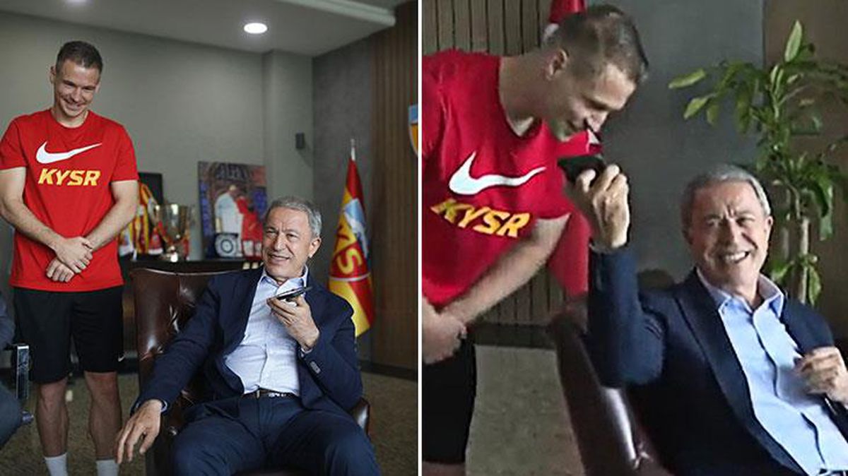 Bakan Hulisi Akar'dan Kayserisporlu Kolovetsios'a büyük sürpriz! Yunan Bakan ile görüştürdü