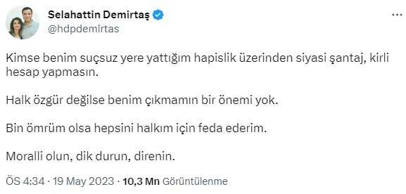 Demirtaş'ın 'Siyasi şantaj' paylaşımının sırrı! Arka planında Ümit Özdağ'ın şartı var