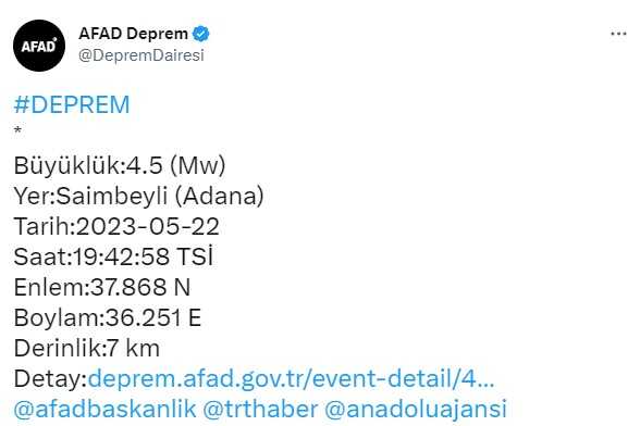 Son Dakika: Kahramanmaraş ve Adana'da peş peşe korkutan depremler